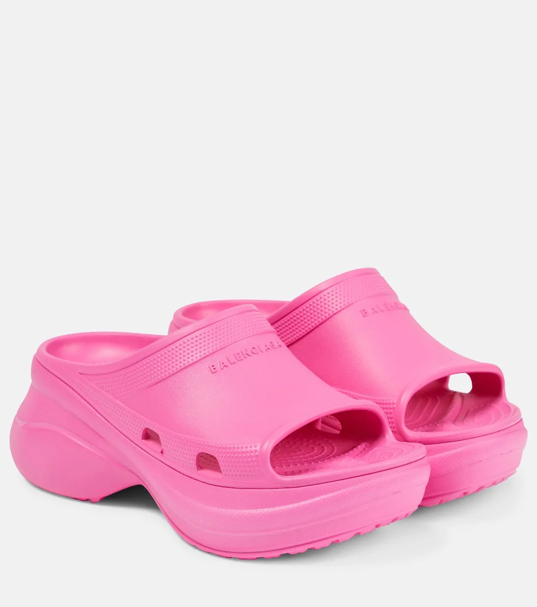 Balenciaga Pool Crocs Rubber Mules, Pink