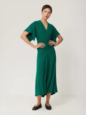 Crepe Flutter Sleeve Dress | Green