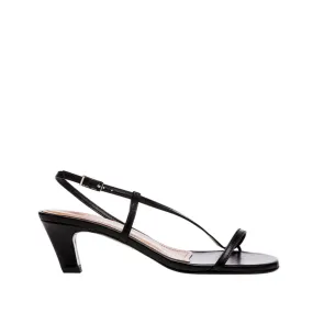 Emma Leather Black Heeled Sandals