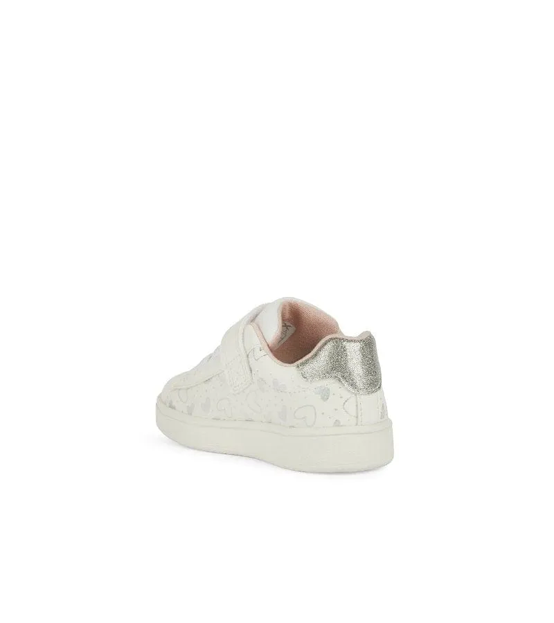 Geox Infant Girls White Tennis Sneaker Hearts Design Side Eclyper - B455MA