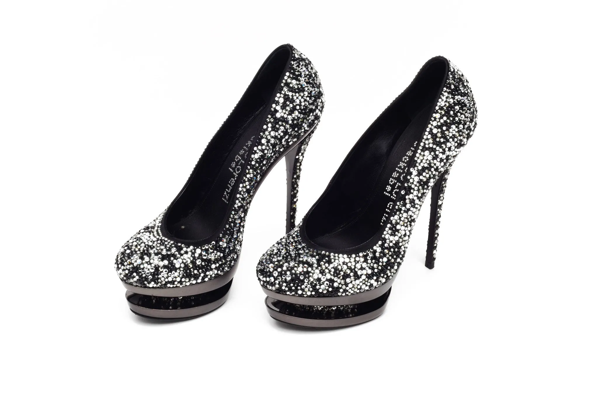 Gianmarco Lorenzi Black Label - As Seen on Nicki Minaj and Miranda Lambert - IT 39 Black and Clear Swarovski Rhinestone "Discoball" Pumps - IT 39