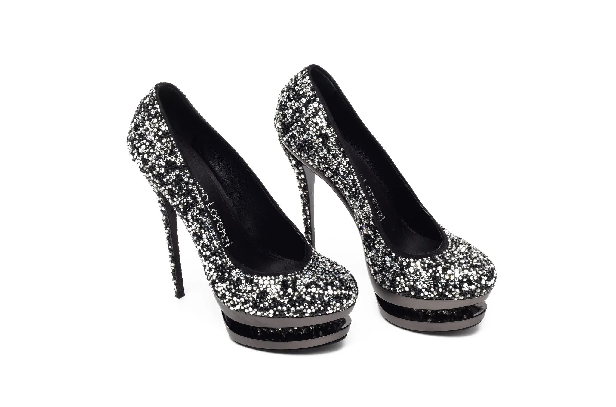 Gianmarco Lorenzi Black Label - As Seen on Nicki Minaj and Miranda Lambert - IT 39 Black and Clear Swarovski Rhinestone "Discoball" Pumps - IT 39