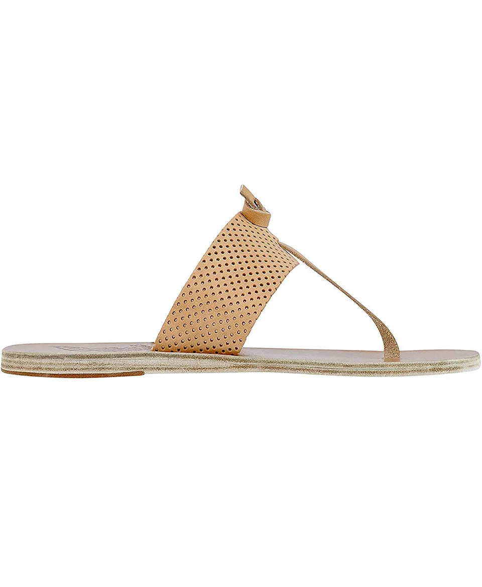 Melina Flat Sandals in Perforated Natural