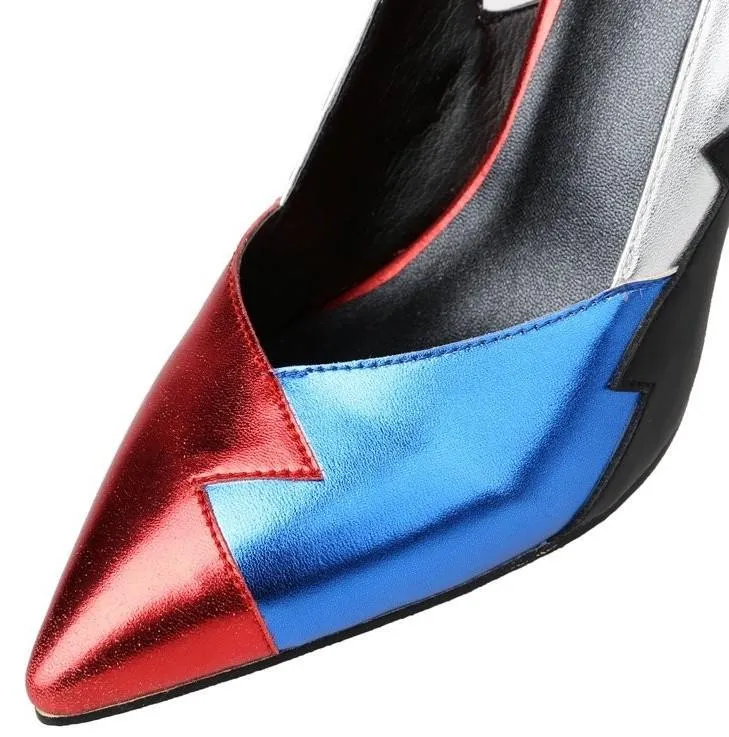 Metallic Patchwork Leather Pumps